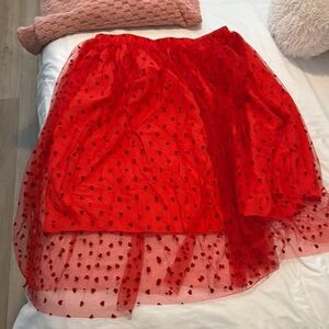 Eloquii Red Embellished Bubble Midi Skirt